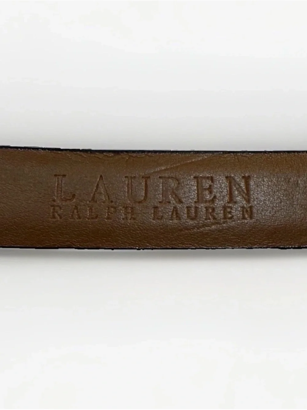 Lauren Ralph Lauren Womens Black Genuine Leather Skinny Belt Gold Buckle Size XL